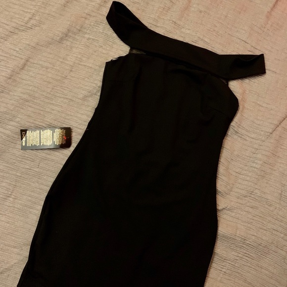 BEBE Mesh inset off the shoulder dress - Picture 3 of 7